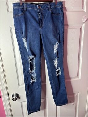Fashion Nova Dark Blue Ripped Skinny Jeans